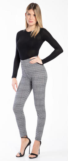 LEGGINGS DONNA MODA EFFETTO SCOZZESE VITA ALTA 