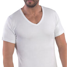 MAGLIA UOMO MEZZA MANICA SCOLLO A V IN COTONE FELPATO 